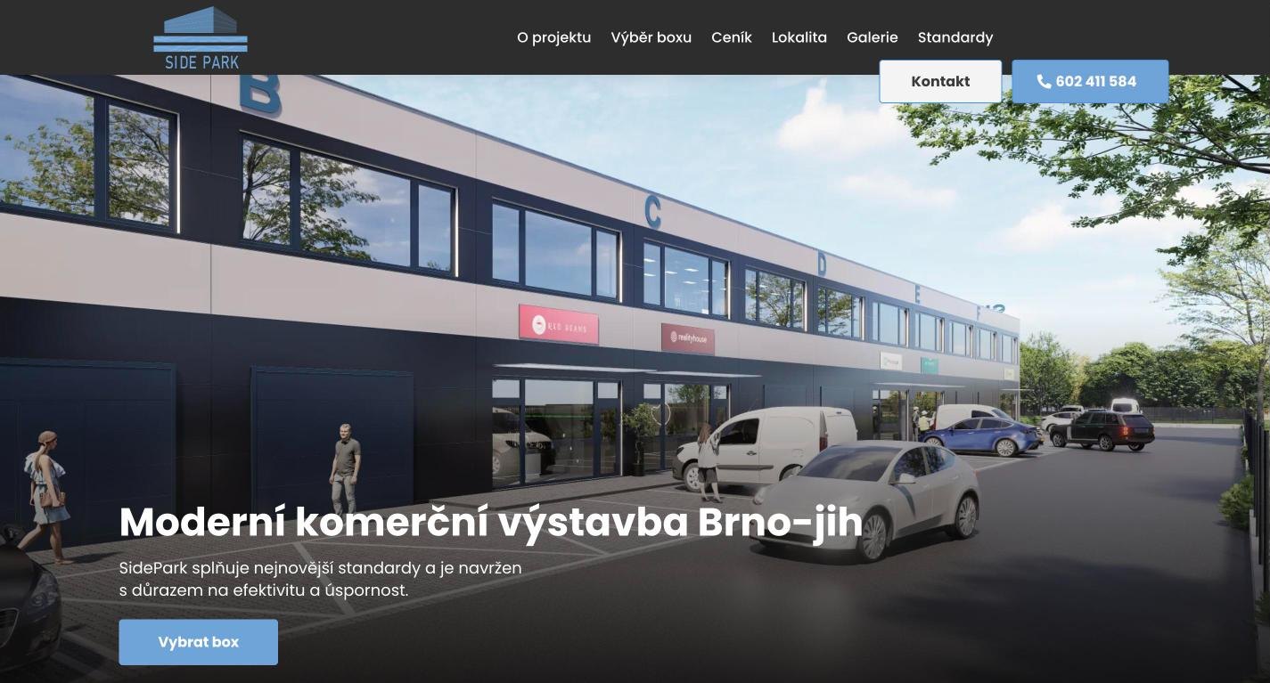 Úvodní stránka webu Sidepark.cz
